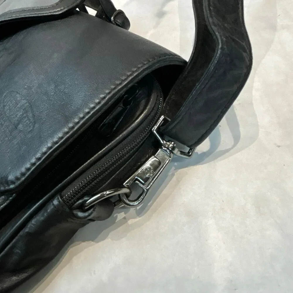 Vtg Hazel Leather Briefcase Shoulder Bag Laptop Computer Black Business Travel